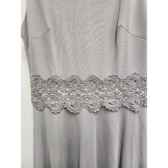 Homeyee Fashion Womens Fit & Flare Dress Small Gray Sleeveless Lace Waist NWT - Picture 3 of 11